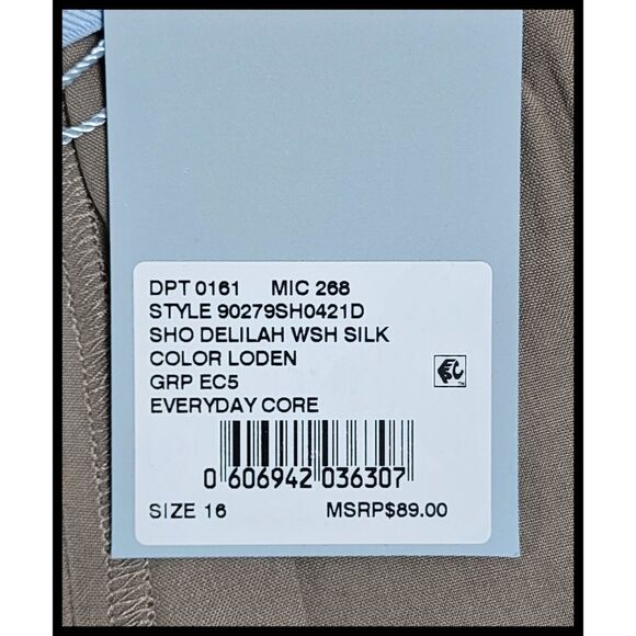 NWT Antonio Melani Delilah Washable Silk Shorts Pull On Loden Tan 16 NEW - Picture 5 of 8